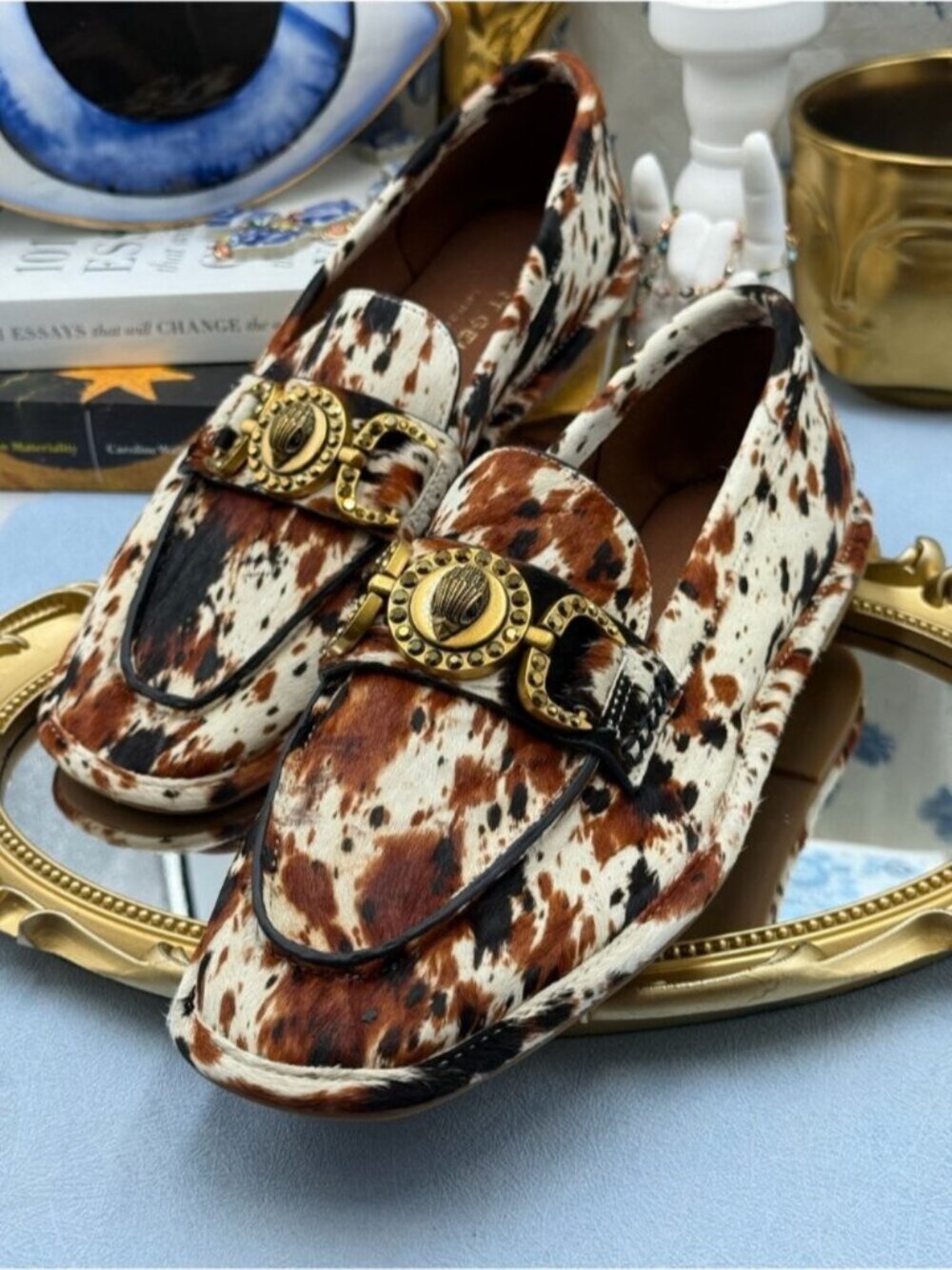 🆕 KURT GEIGER LONDON 🧿 NWOB Mansion Soft Loafer, Cow Print - Sz 39 US8.5 - Picture 8 of 16